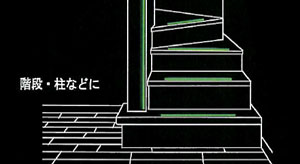 暗やみで光って避難経路を示します